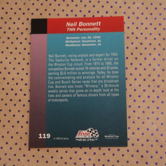 Neil Bonnett #119 Nascar Card - Picture 2 of 2